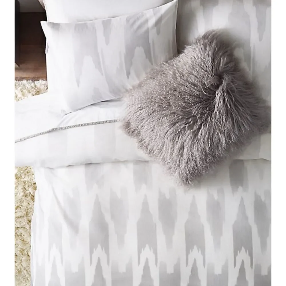 RH OMBRÉ FLAME IKAT PRINT COTTON-LINEN & FRINGED-BORDER  Duvet Size Twin New